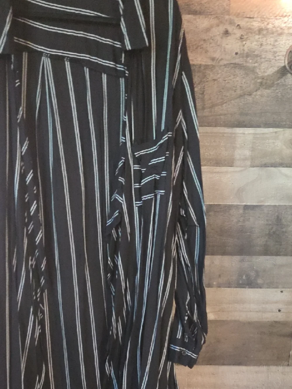 Long Black/ Striped Open Cardigan 3x - Picture 3 of 5